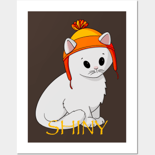 Shiny White Cat Posters and Art